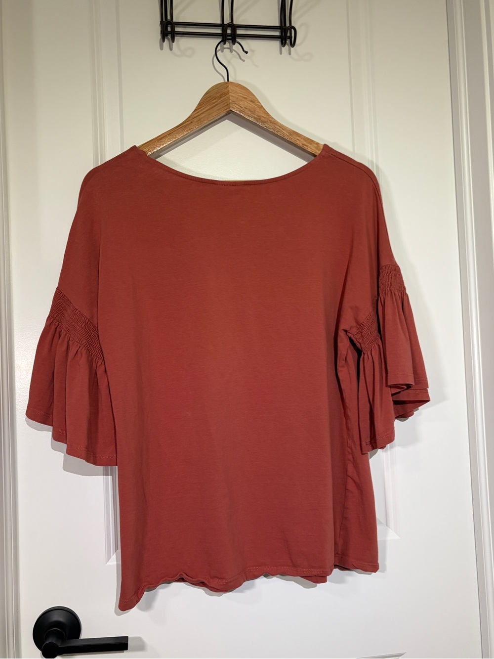 Planet Motherhood Rust Ruffled Bell Sleeve Tee Top Large